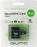 Micro SD (TransFlash) 4 Gb Qumo class 4 с 1 адаптером