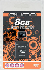 Micro SD (TransFlash) 8 Gb Qumo class 4 с адаптером