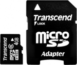 Micro SD (TransFlash) 4 Gb Transcend class 6 с адаптером
